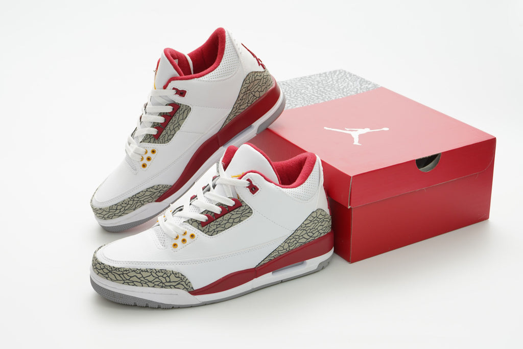 Air Jordan 3 Sneakers – White & Red