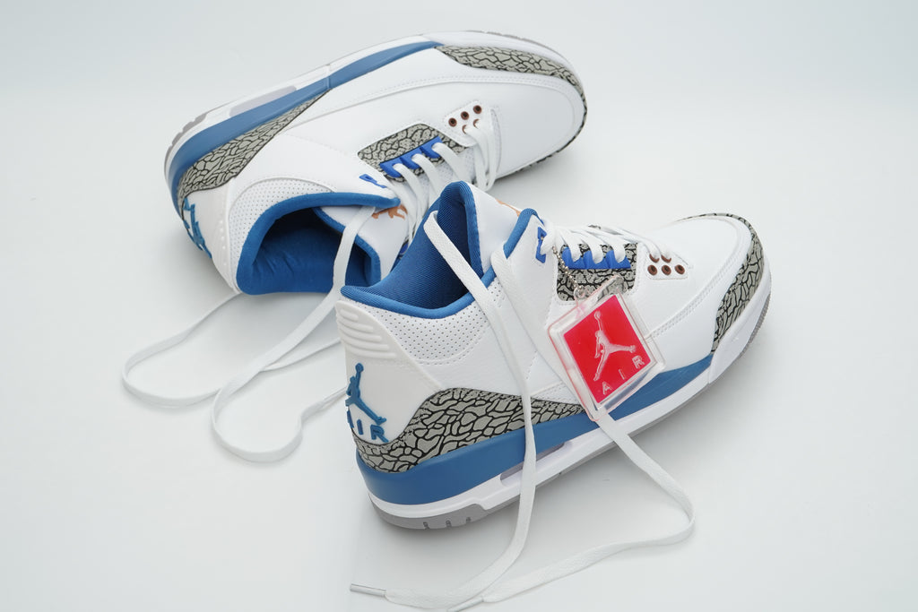 Air Jordan 3 Sneakers – White & Blue