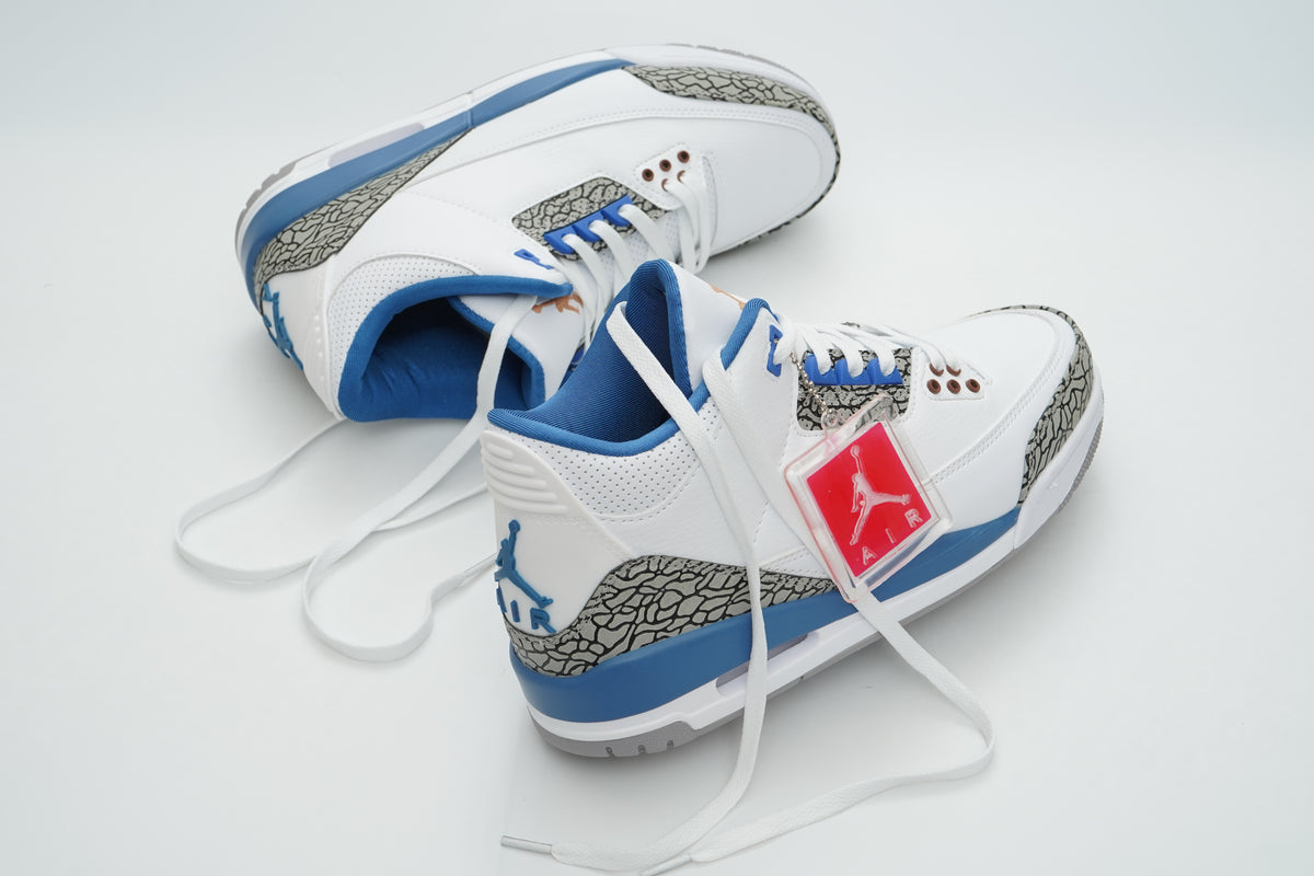 Air Jordan 3 Sneakers – White & Blue