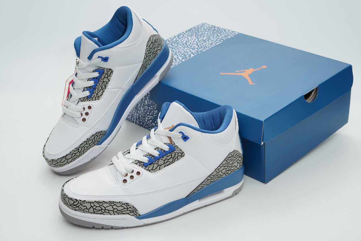Air Jordan 3 Sneakers – White & Blue