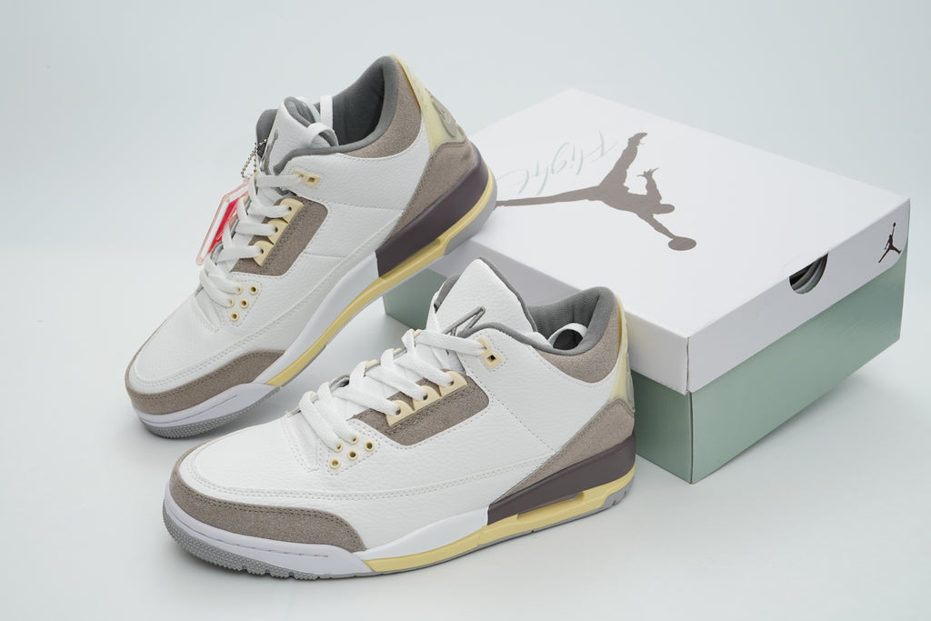 Air Jordan 3 Sneakers – White & Grey